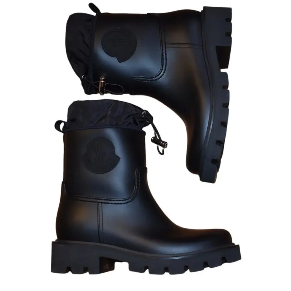 Moncler Women's Black Kickstream Rubber Waterproof Boots Size IT 39 US 9